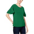 thumbnail image 1 of INC Blusa de manga con volantes para mujer, verde, grande I-N-C Pull-over, 1 of 1