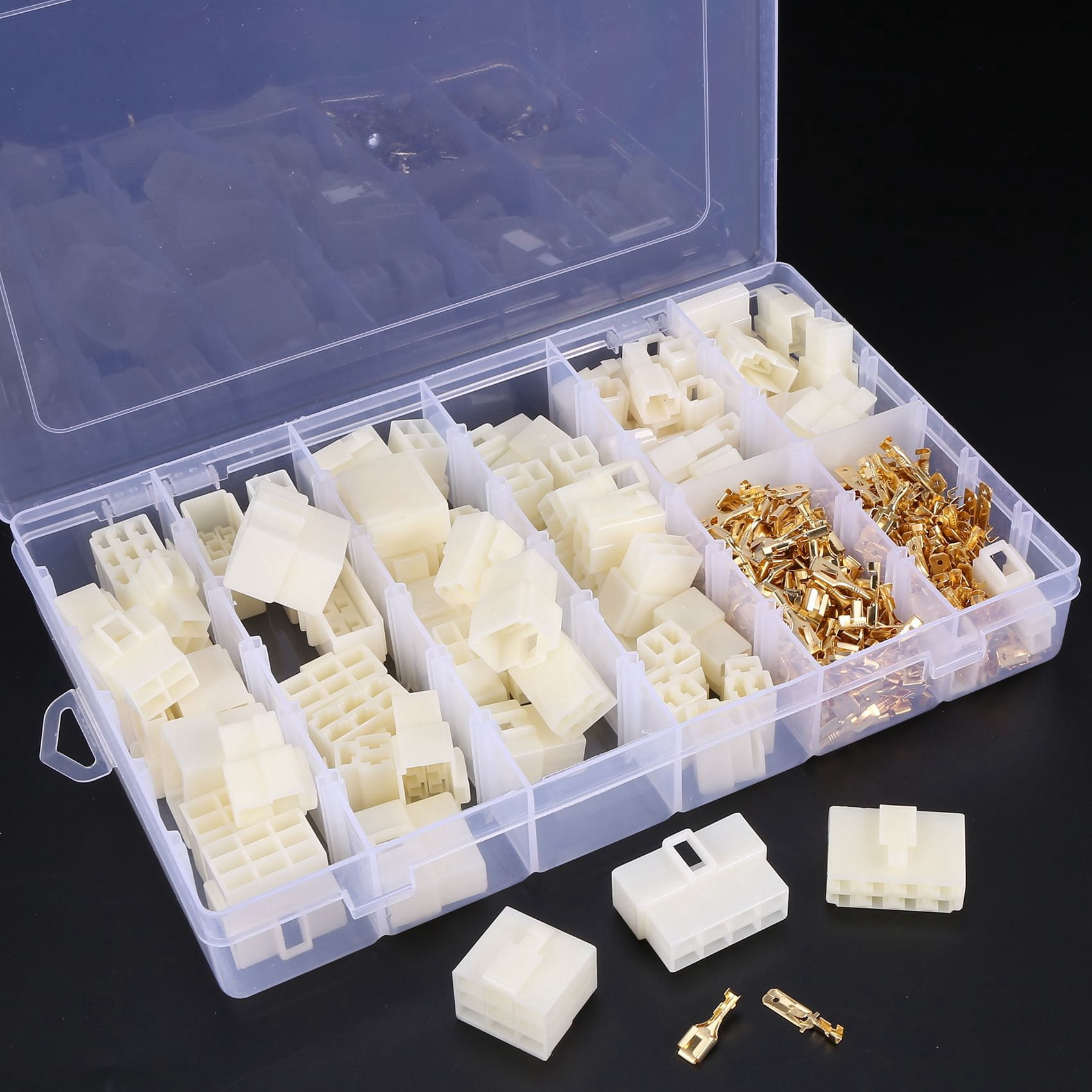 400Pcs 6.3mm 1 2 3 4 6 8 9 Pin Header Crimp Wire Terminals Kit