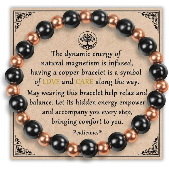 Copper Bracelet for Men Magnetic Bracelets as Boyfriend Gifts, 99.9% Pure Copper Jewelry with 3800 Gauss Magnets, Weighted Bracelet for Men Beaded Bracelets Pulsera De Cobre Para Hombres