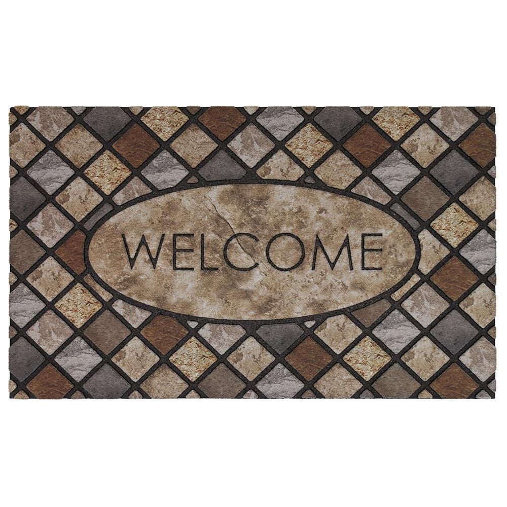 Mainstay Oval Stone Outdoor Polyester Door Mat, 18” X 30”