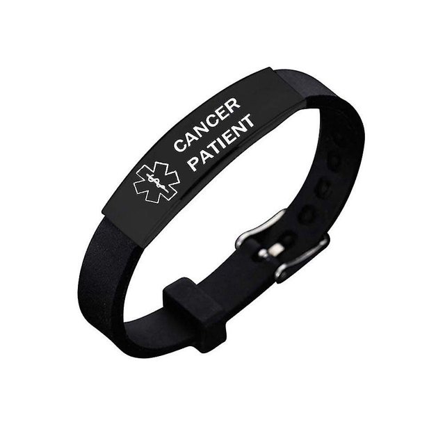 Brazalete de información médica de silicona de acero de titanio, PACIENTE DE CÁNCER, 11 Feliz Sencillez