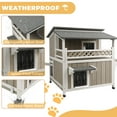 thumbnail image 5 of Gowoodhut Cat House Two-Story Wooden Feral Cat Shelter with Balcony for Indoor & Outdoor , Gray, 5 of 9