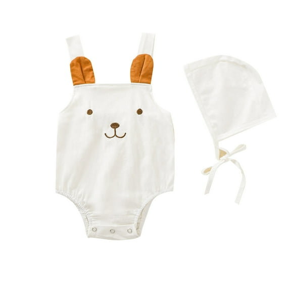 FRSASU Newborn Infant Girls Boys 3D Cartoon Pattern Bodysuit Romper Hat Sets