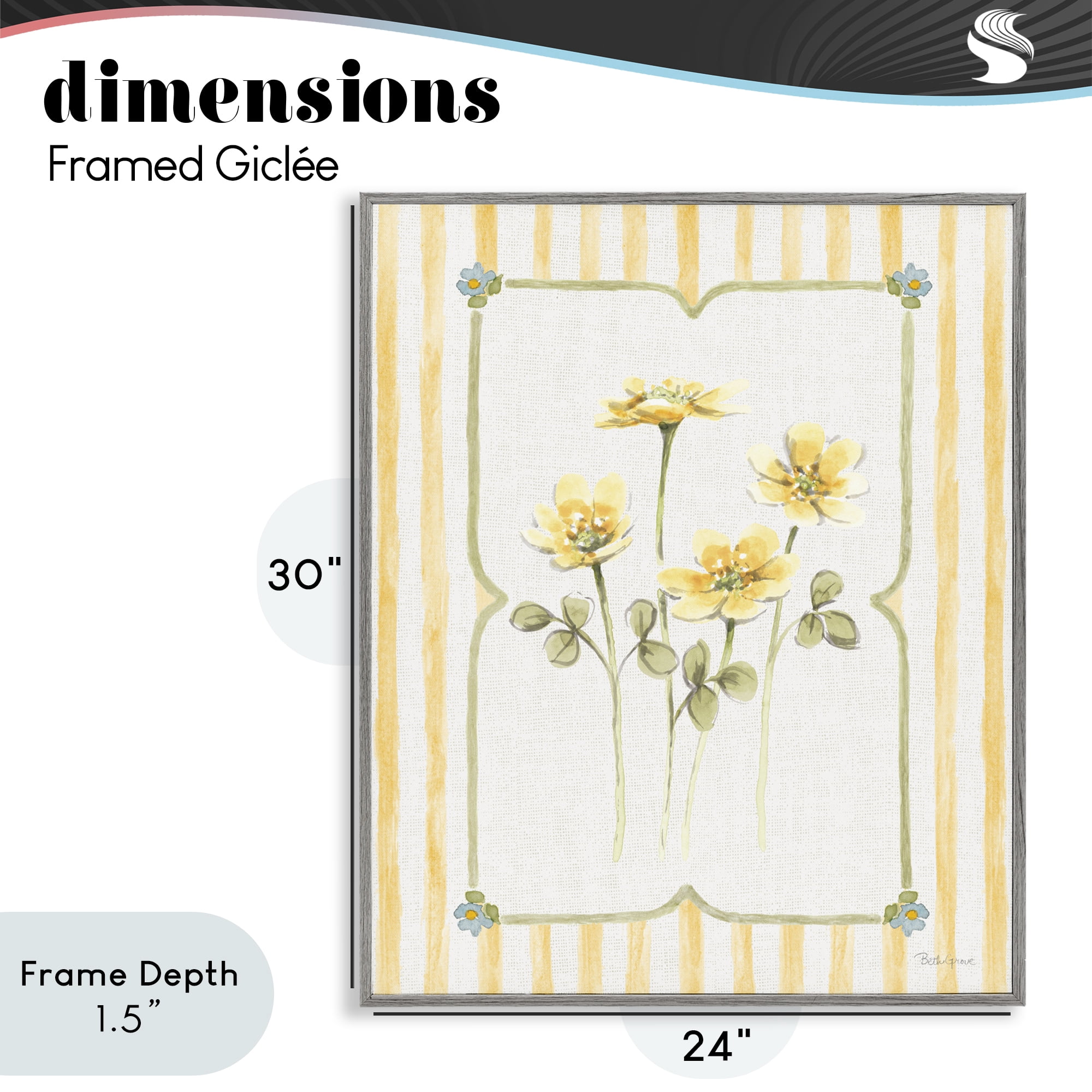 Stupell Industries Sweet Honey Florals Gray Framed Giclee Art, design by Beth Grove