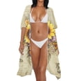 thumbnail image 3 of HELLHERO Butterfly and Sunflower Pattern Long Kimono Swimsuit Cover Up Quick Dry High Quality Fabrics Loose Bathing Suit Cover Up, 3 of 6