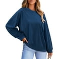 thumbnail image 3 of GigrtiJin Womens Plus Size Corduroy Shirts Long Sleeves Round- Neck Pullover Blouse Casual Loose Solid Color Basic Tops, 3 of 7