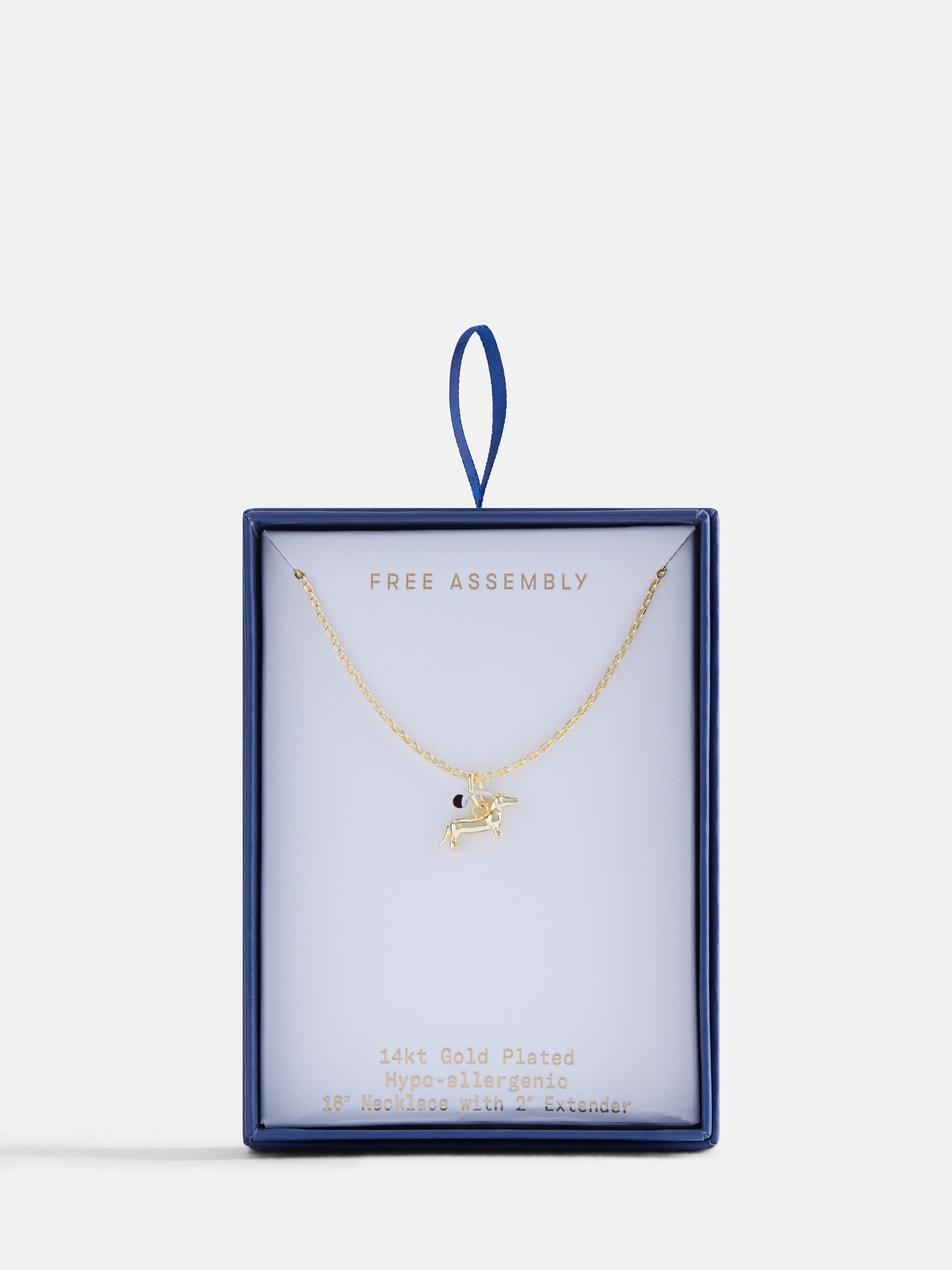 Free Assembly Women's Demi Fine 14K Gold Plated Dachshund Pendant Necklace, 16" + 2" Extender