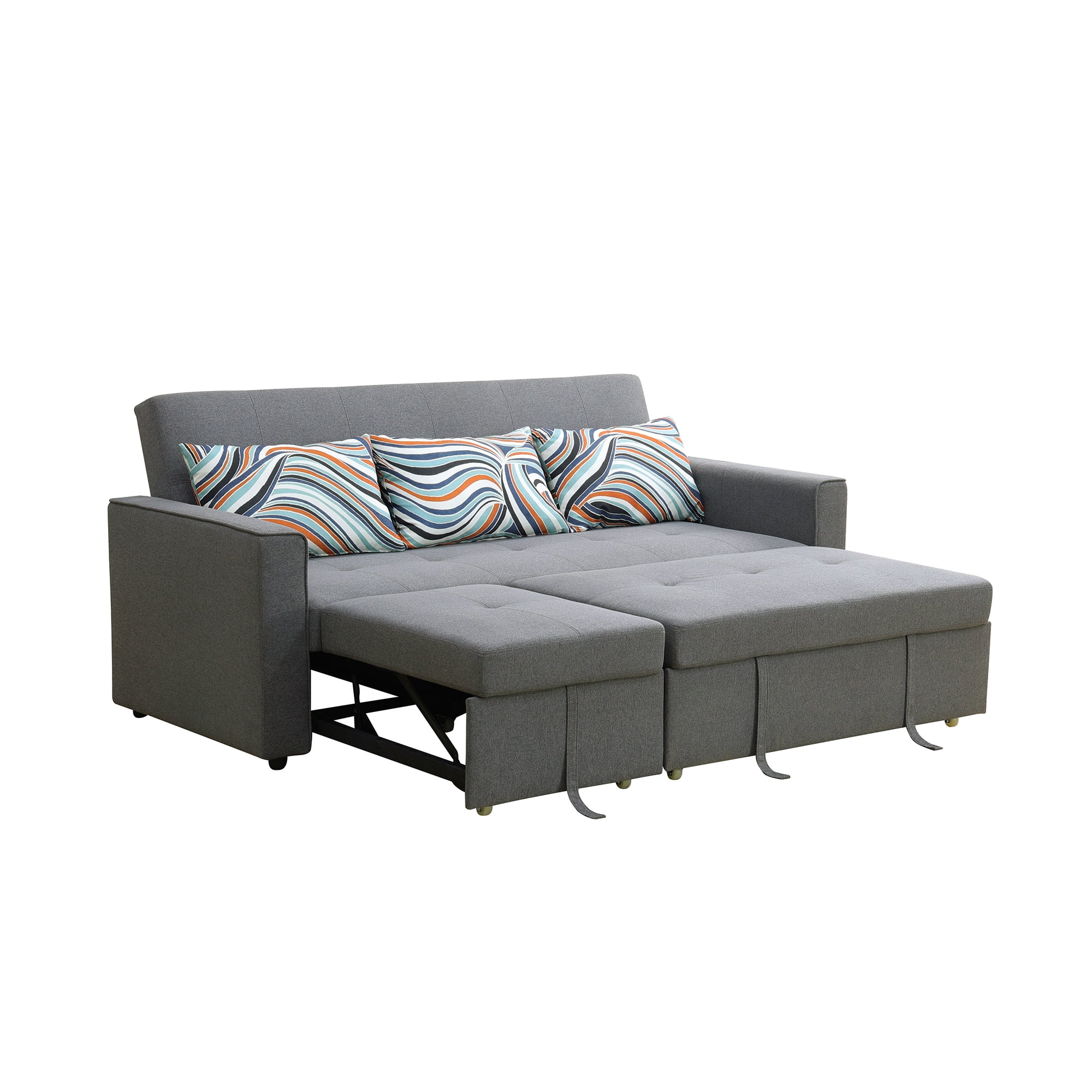 Aukfa 77" Comfy 3 Seat Sofa Convertible Sectional Sleeper Sofa Bed for Living Room, 3 Pillows, Linen, Gray