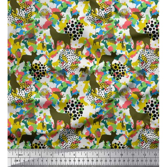 Soimoi Moss Georgette Fabric Dot,Camouflage Texture & Wolf Animal Decor Fabric Printed Yard 42 Inch Wide