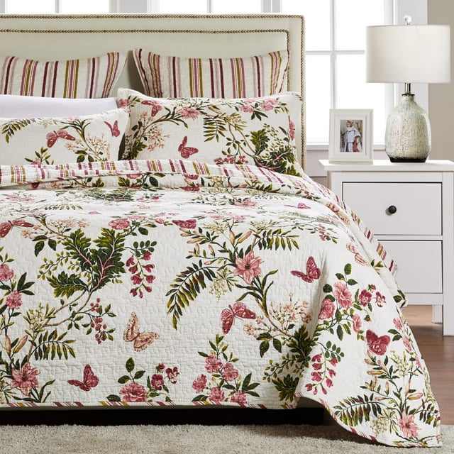 Greenland Home Juego de edredón con diseño de mariposas, tamaño individual, multicolor