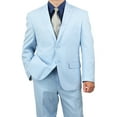 thumbnail image 3 of Sharp Hand Tailored Mens 2pc. 2 Button Linen Blend Suit w/1 Pair of Socks - Blue, 3 of 4