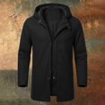 thumbnail image 6 of Ceisia Men's Solid Hooded Wool Blend Coat Zip Button Hybrid Windproof Long Sleeve Outerwear Gift, 6 of 8