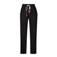 thumbnail image 7 of Cotton Linen Pants for Women High Waisted Solid Cropped Pants Casual Loose Wide Leg Pants with Pockets Drawstring, 7 of 7
