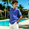 thumbnail image 4 of Toddler Boys Summer Clothes Short Sleeve Button Down Dress Shirts Kids Collar Plain School, 4 of 8