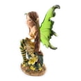thumbnail image 4 of Ain’t It Nice Fairy Figurine Green with Clear Wings and Colorful Striped Socks Enjoying Nature Surrounded by Flowers Collectible Fairy Statue Fantasy Décor Sculpture, 4.5(L) X 2(W) X 4.5(H) Inches, 4 of 6