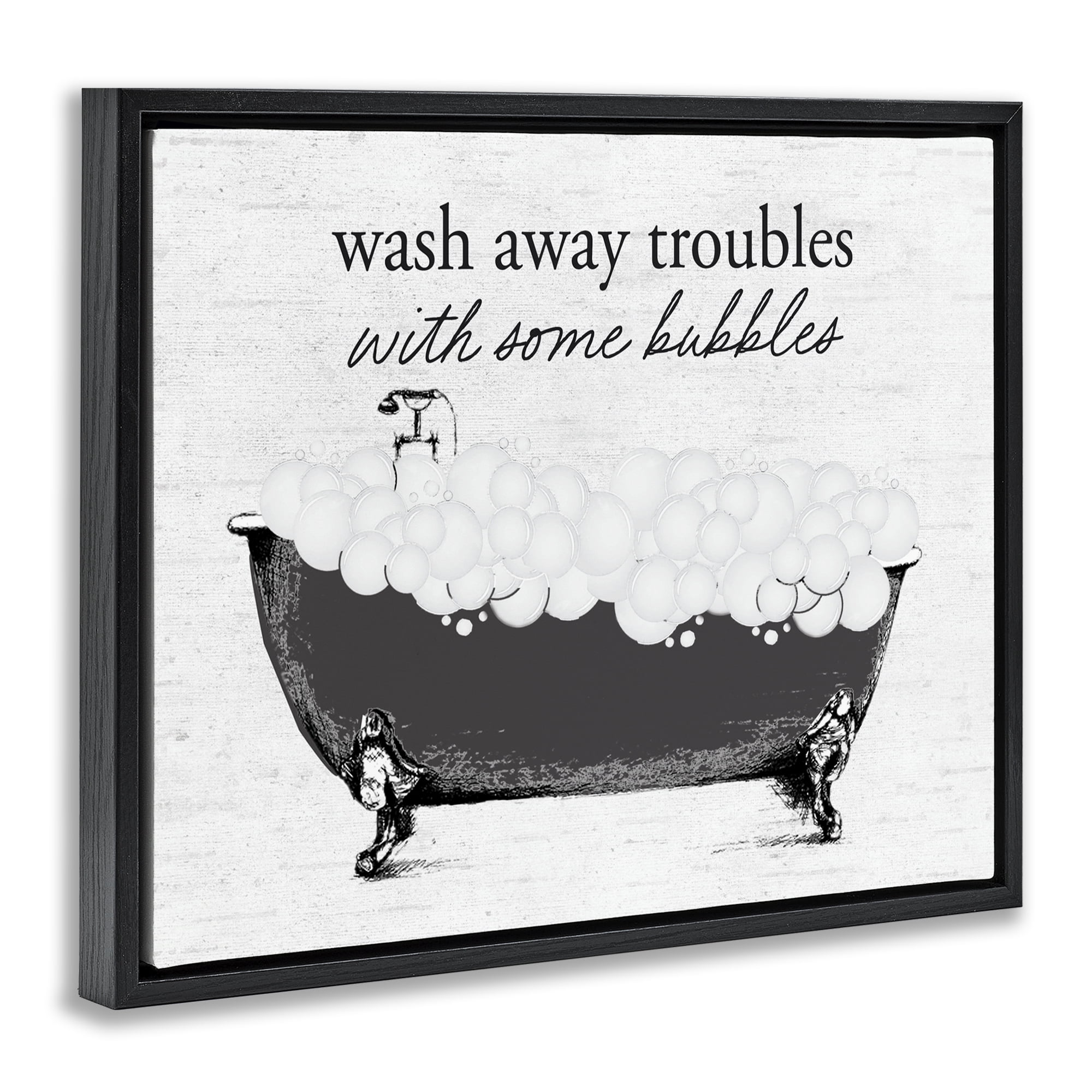 Uplifting Bubble Bath Rhyme Black Framed Floater Canvas Wall Art, design by Lettered and Lined