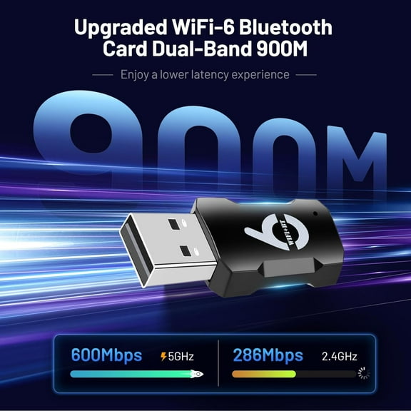 WEIFEI-2-In-1 USB WiFi Bluetooth Adapter - 900Mbps 2.4/5GHz Dual-Band, WiFi & Bluetooth Adapter for PC/Laptop/Desktop, Wireless USB Dongle, Driver Free, Win 10/11