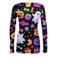 thumbnail image 6 of Halloween Long Sleeve Shirts for Women Slim Fitted Ribbed Novelty Pumpkin Ghost Tunic Tops Party Crew Neck Spring Day Fashion Clothing Multicolor XL, 6 of 7