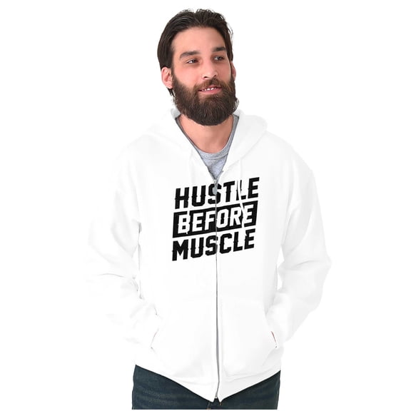 Hustle Before Muscle Inspiring Gym Zip Up Hoodie Men's Women's Brisco Brands X