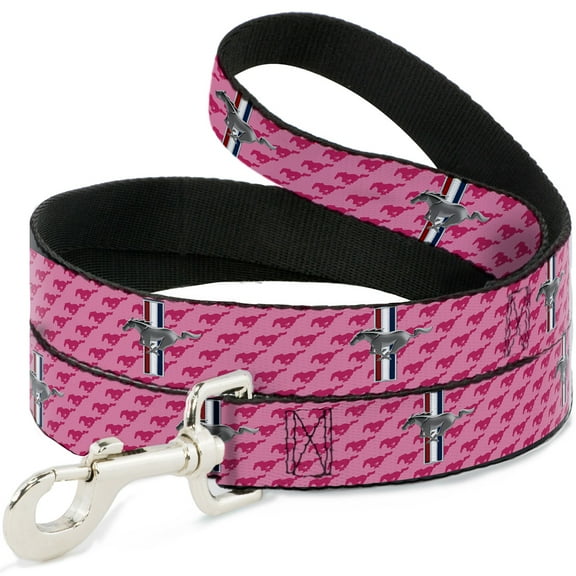 Ford Pet Leash, Dog Leash, Ford Mustang Bars Text Pink Logo Repeat, 6 Feet Long 1.0 Inch Wide