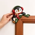 thumbnail image 5 of Qocolcyl Christmas Penguin Door Frame Corner Decor, 2PCS Wooden Holiday Corner Sign, Window Mantel Cabinet Frame Ornament, Xmas Indoor Home Wall Decor, Holiday Party Decoration, 5 of 6