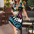 thumbnail image 3 of Balery I Love My Autism Vestidos sueltos de manga corta para mujer, vestidos de verano 2025, vestidos casuales de corte A con vuelo., 3 of 6