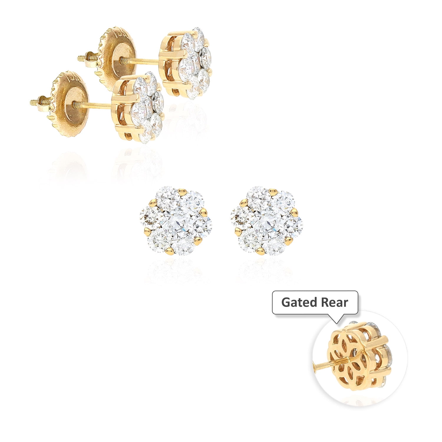 LAYAWAY/SOLD 14K Rose Gold Diamond Studs Flower Cluster
