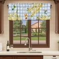 thumbnail image 6 of 2 Pack Valances for Window, Forsythia Flowers Short Curtains for Kitchen Bedroom Living Room, Spring Yellow Floral Hummingbird Blue Plaid Rod Pocket Small Window Treatment Valance Drapes 42 x 18 Inch, 6 of 8