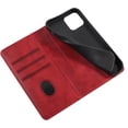 thumbnail image 6 of Magnetic Closure Flip Wallet Leather Phone Case Shockproof Durable Card Holder Deluxe PU Cover for iPhone 11 14 Pro Max 12 13 Mini XR XS 7 8 Plus SE Red, 6 of 8