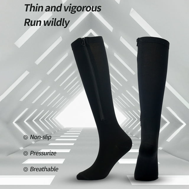 YAOBAMM Bas pour Femmes Chauds 1 Paire Bas Fermeture Éclair Port Pratique Imprimé Rayé Couleur Unie Résistant au Froid Compression Doux