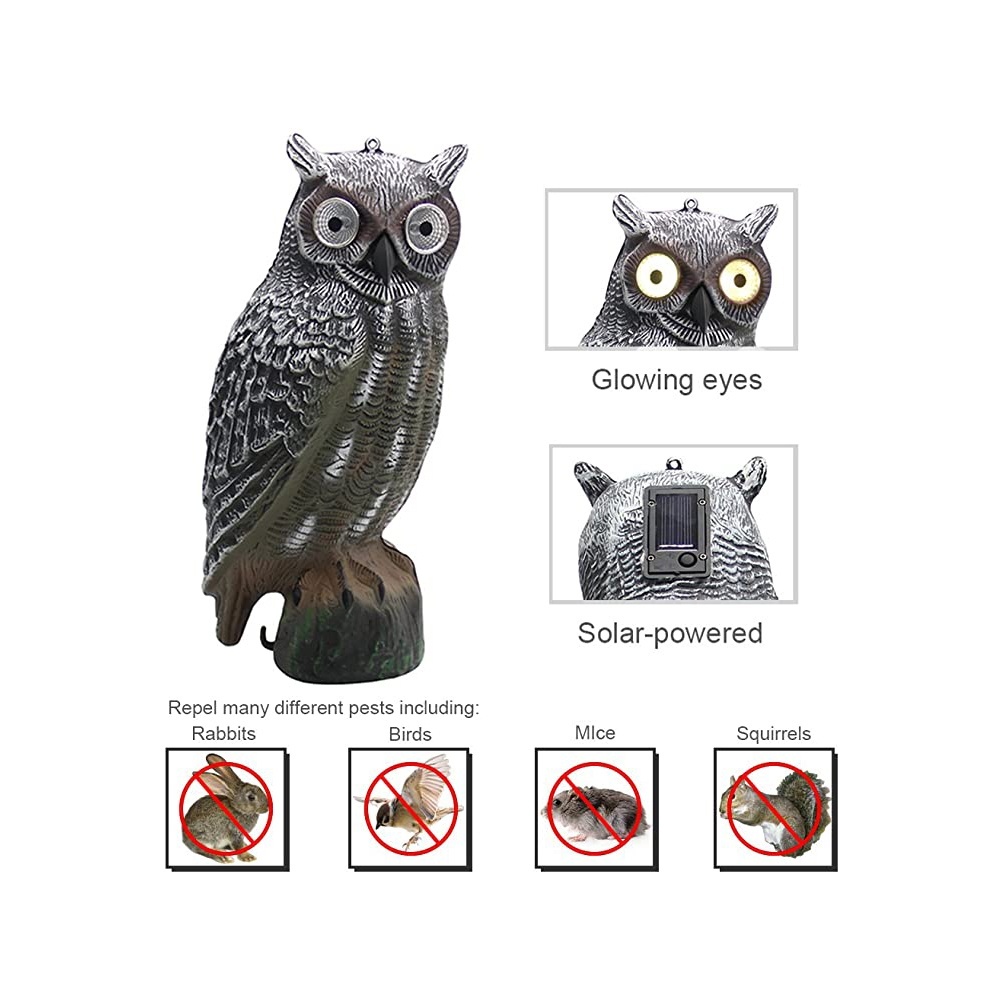 Solar Powered Simulated Owl Furnishing Articles, Scarecrow Bird