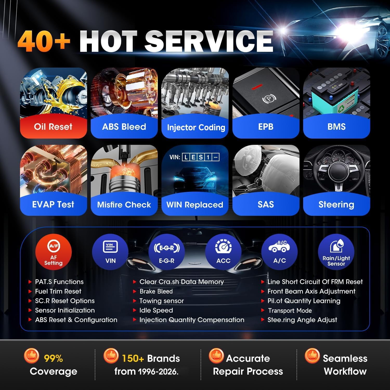 Autel  Scanner MaxiCOM MK900BT, 2026 MK900-BT V2.0 Bidirectional Vehicle Diagnostic Tool, 8in up of MK900 MX900 MK808S MK808BT , 3000+ Active Tests, 40+ Service, CAN-FD&DOIP