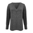 thumbnail image 2 of Baqcunre Long Sleeve Shirts For Women Ladies V Neck Long Sleeve Solid Color T Shirt Fashion Loose Tops Womens T Shirts Workout Tops For Women Grey S, 2 of 9