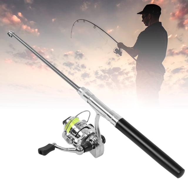 Portable Mini Pen Shape Fishing Rod Pole Pocket Retractable Fishing Rod With Reel Wheel