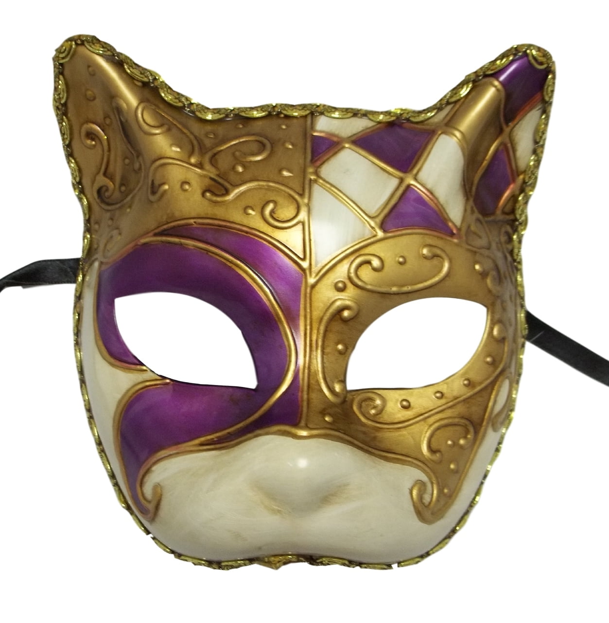 Gatto Cat Venetian Halloween Costume Masquerade Mask White/Red 