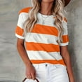 thumbnail image 3 of YUEJUIR Ladies Spring Summer T Shirts Solid Color Printed Tshirt Casual Comfortable Loose Blouse Women's Tops Short Sleeve Tops (Orange,M), 3 of 6