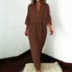 thumbnail image 2 of TaTaai Women Casual Loose Fit Solid Color Linen Look Dress V Neck Three Quarter Sleeve Long Dress Soft Stretchy Fabric Comfortable Elegant for Daily Home Outfits Gift, 2 of 8