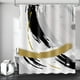 thumbnail image 1 of Cortina de ducha de oro negro, pintura al óleo abstracta, pinceladas modernas, tinta de lujo, arte bohemio, cortina de baño, tela de poliéster, decoración de baño impermeable con 12 ganchos, 72 x 72, 1 of 4