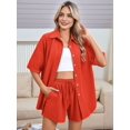 thumbnail image 4 of Women 2 Piece Outfit Summer Short Sleeve Top and Shorts Sweatsuit Set Orange Red S, 4 of 7