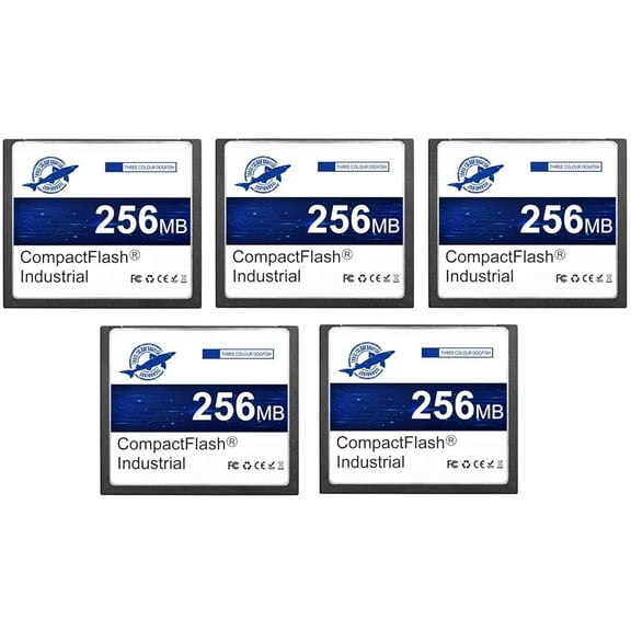Dogfish 5 Pack 256MB Compact Flash Memory Card High Performance Industrial CF Type I Card FAT16 for Industrial Equipment and Vintage Digital Cameras