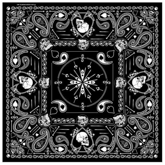 Hot Leathers BAB1075 Spade Skull Paisley Bandana 21X21