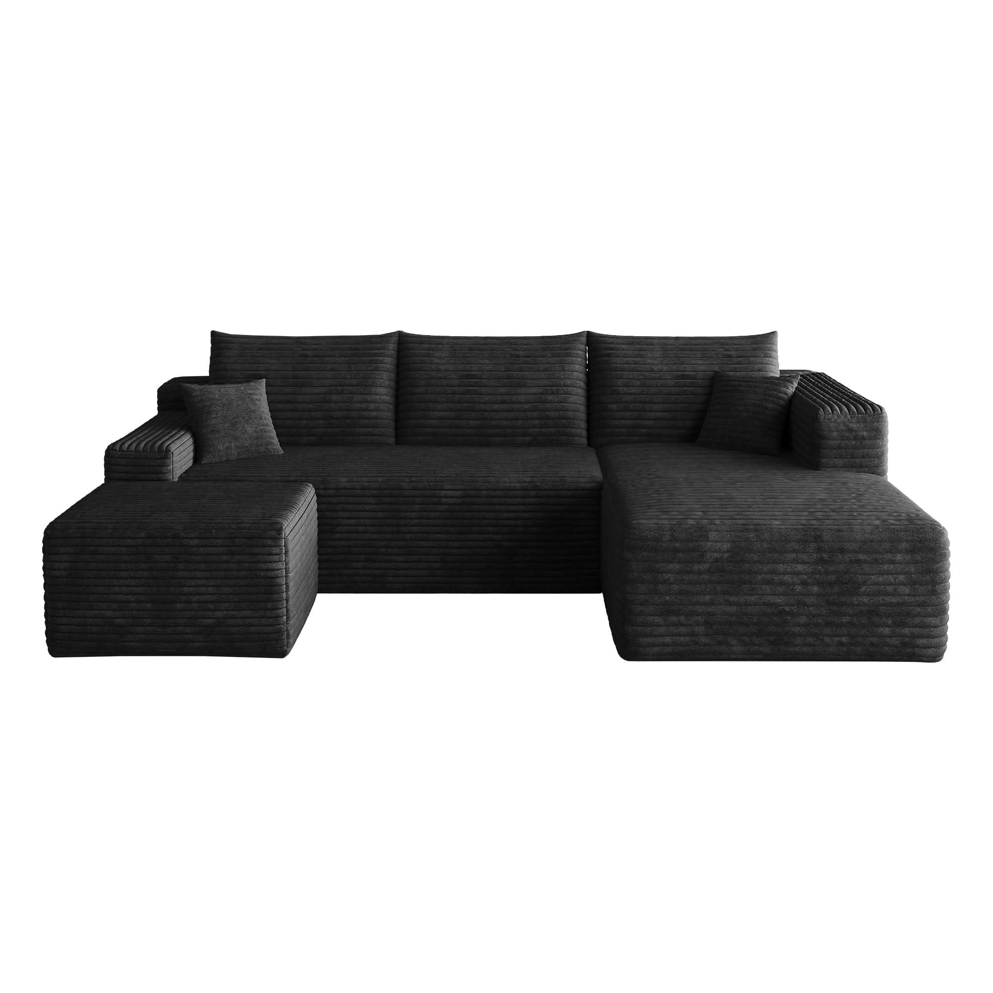 MAYEERTY 95 Inch U‑Shaped Cloud Sectional Sofa, Modern Minimalist Deep‑Seat Corner Couch with Plush Corduroy Fabric, No‑Assembly Reversible Chaise Lounge Sofa for Living Room Bedroom Apartment