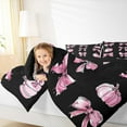 thumbnail image 4 of Manfei Princess Bowknot Queen Comforter Set for Kids, Black Pink Bedding Sets, Halloween Pumpkin Reversible Bedding Comforter Set, Microfiber Bedroom Decor, 3 Pieces, 4 of 8
