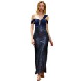 thumbnail image 1 of ANGEL FASHIONS Robe de Soirée à Sequins Perlée Froncée Épaules Dénudées TG, 1 of 7