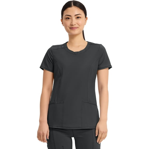 Infinity Cherokee Round Neck Nurse Scrub Tops for Women with 3 Pockets 360 Stretch & Wrinkle-Resistant 2624A
