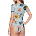 thumbnail image 3 of Uemuo Elephant Tree Pattern Women's One Piece Short Sleeve Swimsuit Rash Guard Surfing Modest Quick-drying Swimsuit Beach Essentials-Medium, 3 of 9