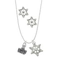thumbnail image 1 of Delight Jewelry Silvertone LOVE Stamp Silver tone Snowflake Charm Necklace and Stud Earrings, 1 of 4