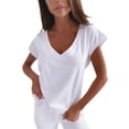 thumbnail image 2 of MPWEGNP White T Shirts for Women T Shirts V Neck Loose Fitting Summer Tops Short Sleeve, 2 of 8