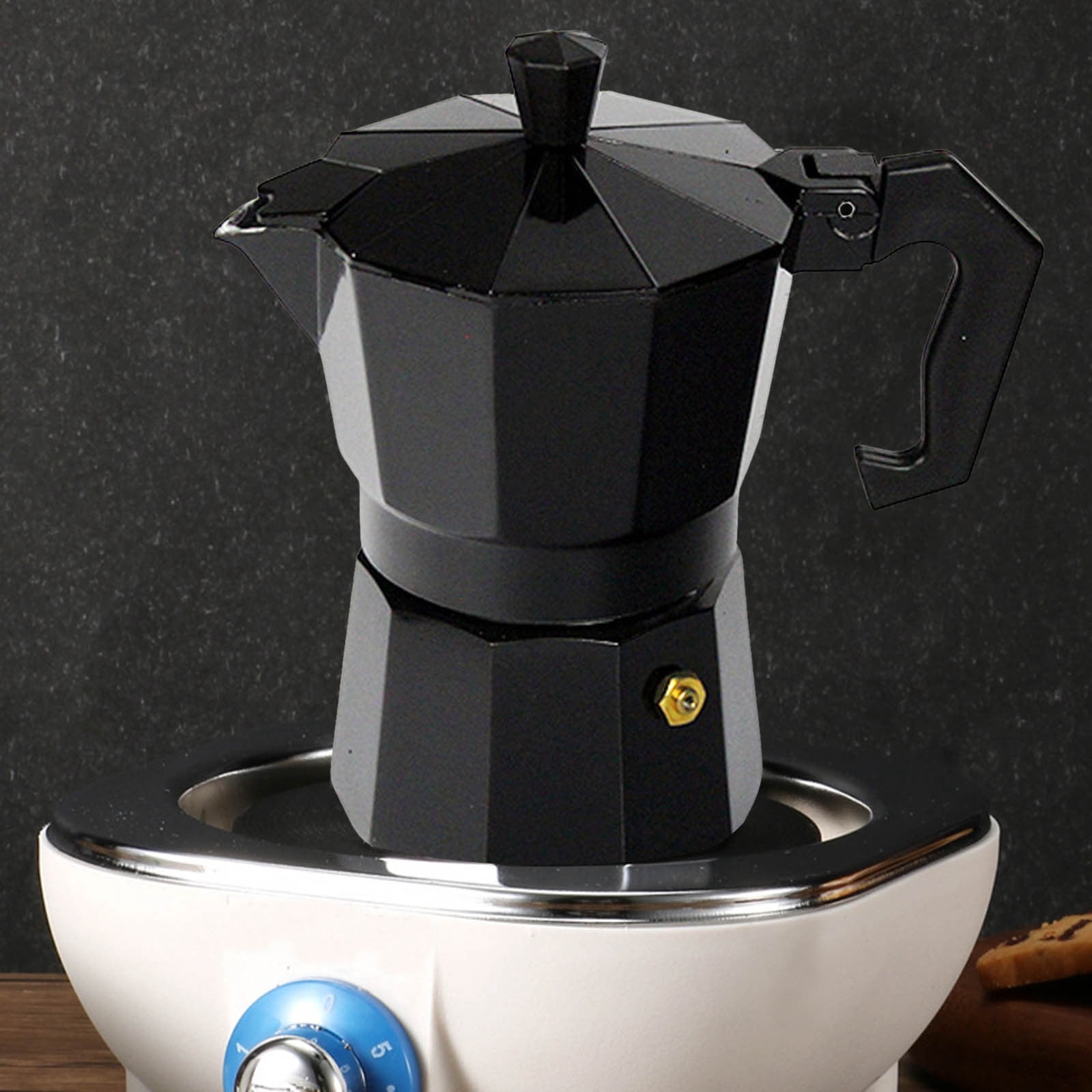 Lolynie Black Coffee Machine 150 Ml/Capacity 3 Cups Suitable Stove Or Glass Aluminum Suitable For Stove Or Glass Pot Leak Proof Stovetop Nice For Cuban & Italian Style