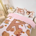 thumbnail image 2 of Erosebridal Cartoon Capybara K Letter Monogrammed Queen Duvet Cover Set For Kids Boys Girls,Cute Animal Funny Food Bedding,3 Pieces,No Comforter,Pink Reversible, 2 of 6